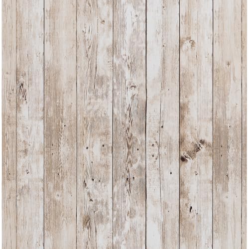 FENTIS Braun Selbstklebende Tapete Klebefolie Holzoptik für Küche Wood Vinyl Klebefolie Folie Wandsticker Möbelfolie Holzoptik für Wohnzimmer Badezimmer Deko 45x500cm