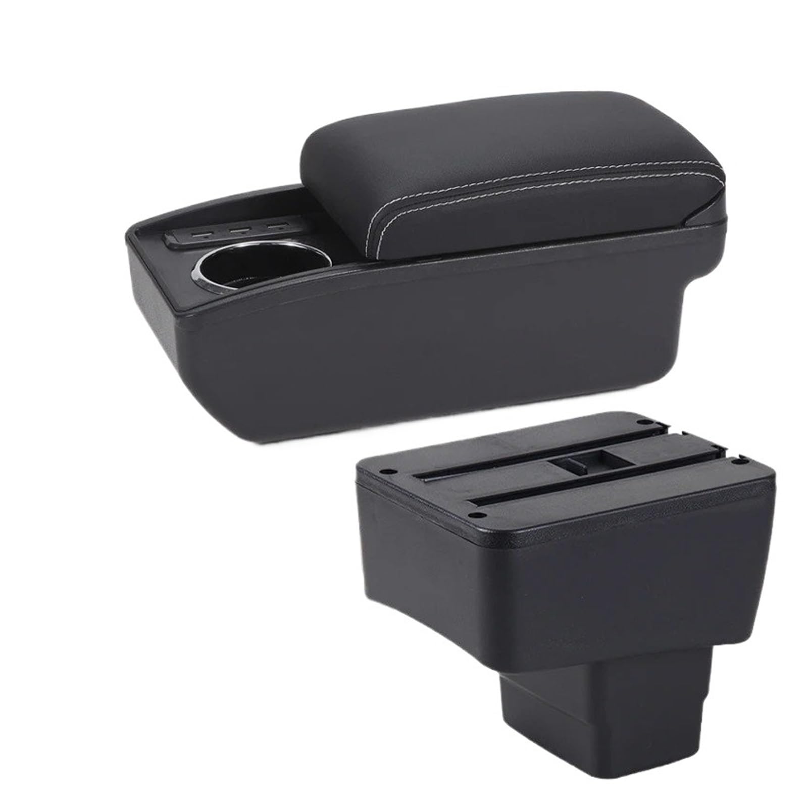 Hguvsjd Armrest Box For Mazda 2 II For CX-3 For CX3 Armrest Storage Box Retrofit Dedicated Interior Accessories Car Armrests(B Black white 6USB)
