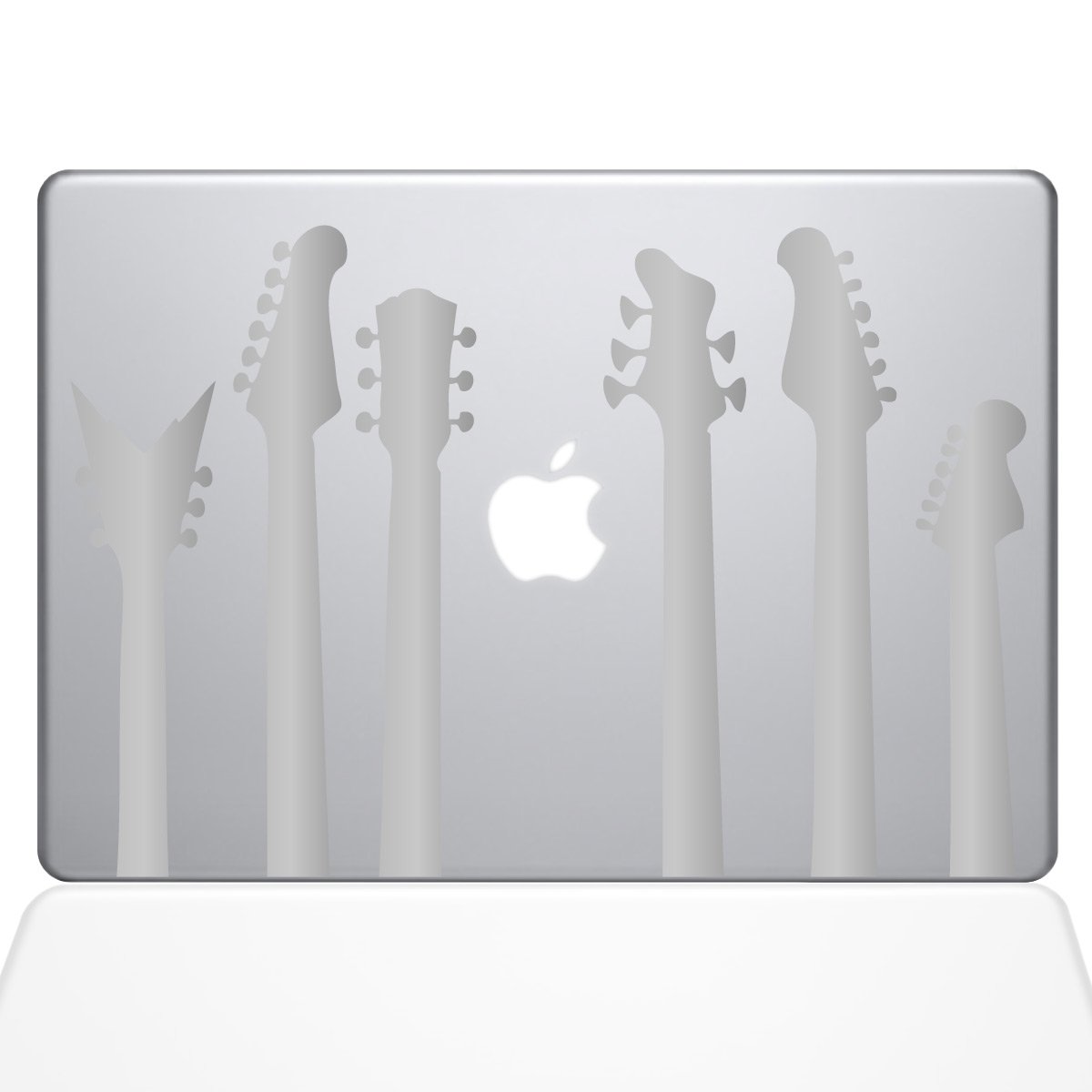 The Decal Guru Guitar Band Decal Vinyl Sticker, 12" MacBook, Silver (1416-MAC-12M-S)