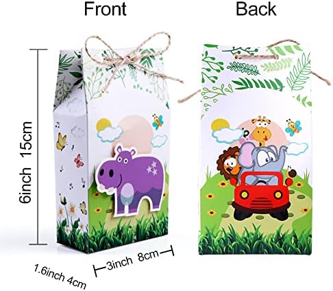 OurWarm 24pcs Animal Party Bags Jungle Safari Paper Party Bags 3D Animals Gift Bags for Kids, Small Goody Candy Bags for Woodland Animals Theme Baby Shower Birthday Party Decorations, 6 Styles