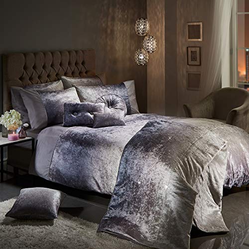 OMBRE Crushed Velvet Diamante Bedding Duvet Cover Set Bedroom Collection by Viceroybedding (Beige, Double)