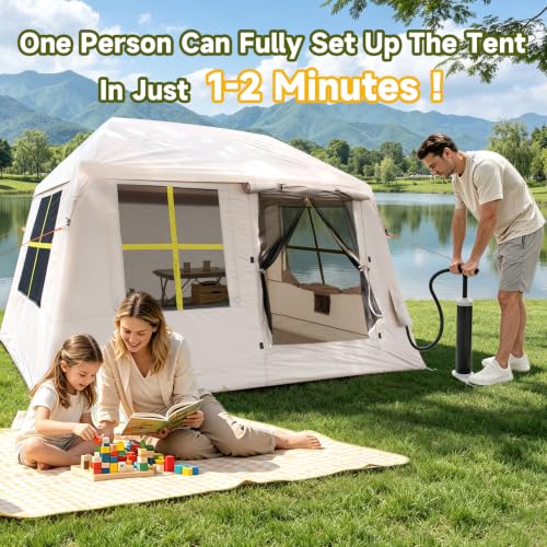 carpa inflable para 2-3 personas camping, tienda de aire impermeable con montaje rápido en 2 minutos miniatura 4