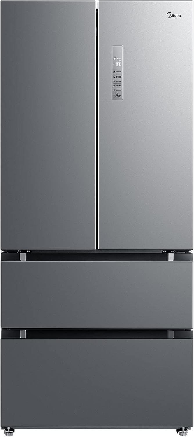Midea MDRF713FGE02 Frigorifero/congelatore French Door, 189,8 cm di altezza, 83,3 cm di larghezza, 314 kWh/anno, NoFrost, Digi-Fresh Box, tecnologia inverter, Plasma Pure, Front Inox [Classe di efficienza energetica E]