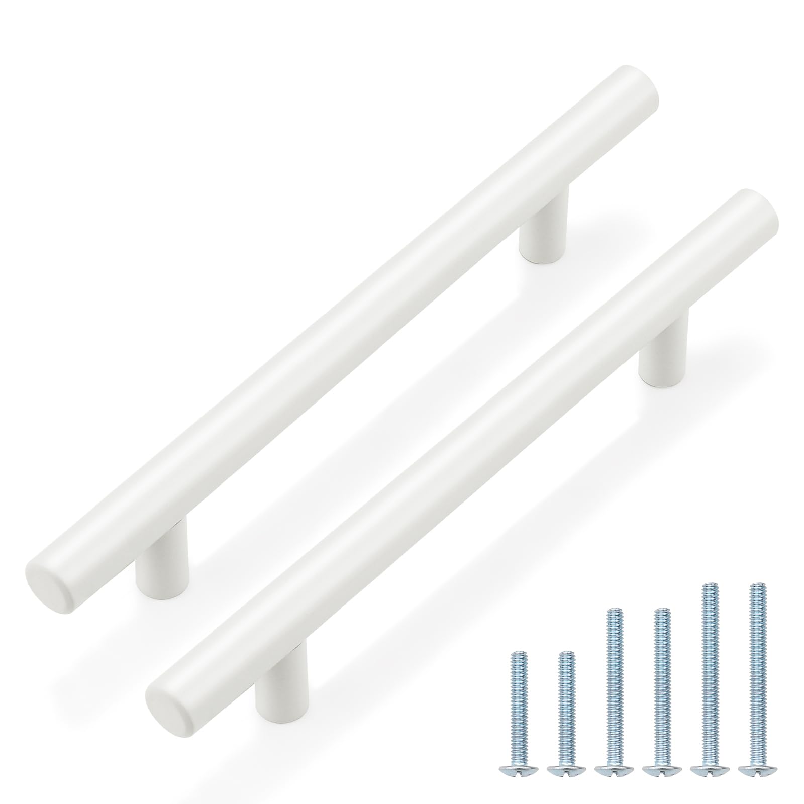Probrico 30 Pack|5 inch Drawer Pulls Stainless Steel, Modern White Cabinet Pull, Round T bar Handles Dresser Drawer Pulls, Kitchen Cabinet Knob