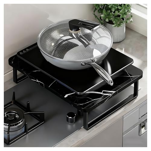 QSTGX Tapa Encimera Gas Soporte específico para Cocina Flexible y móvil Fácil de Mantener con Almohadillas Antideslizantes(Black,30X54X8.8 CM)