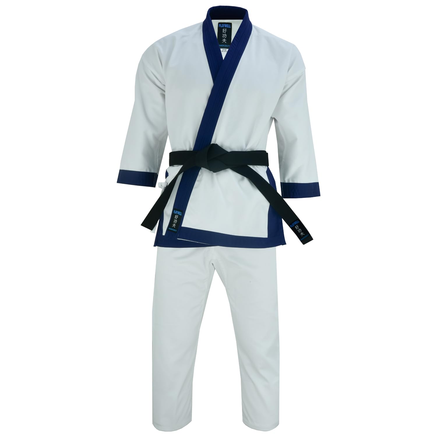 Playwell Tang Soo Do Adults Midnight Blue Trim Medium Weight 10oz Uniform (5/180cm)