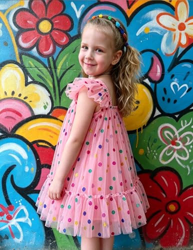Image of Arshiner Toddler Tulle Dress for Girls Layered Tutu Ruffle Dresses Swing Twirly Fairy Summer Birthday Party Wedding Sundress