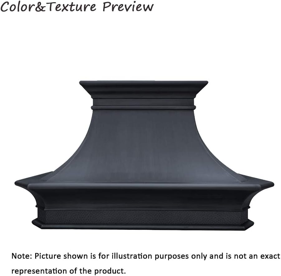 SINDA Island Mount Hand Hammered Copper Vent Hood, Includes Professional Liner, Internal Motor and Lighting, Luxury Design, Easy Installation, Hand Hammered, 36"Wx30"H, H20BOI3630