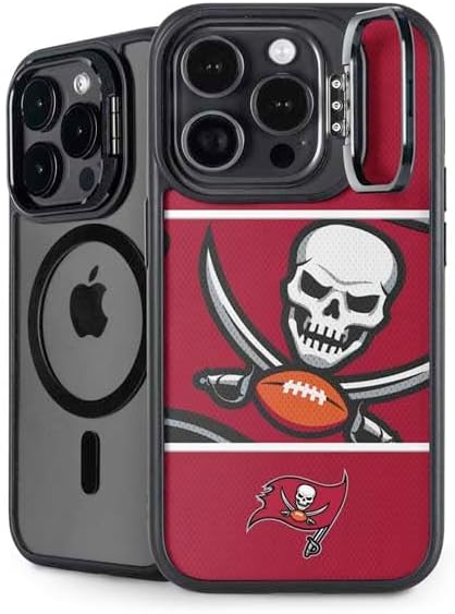 Skinit Kickstand Phone Case Compatible with iPhone 15 Pro Max - Officially Licensed NFL Tampa Bay Buccaneers Distressed Design