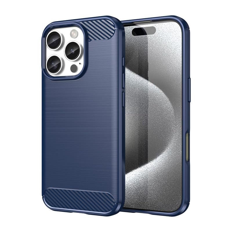 Image of Hybrid Carbon Fiber Back Case for iPhone 16 Pro Max (Blue)