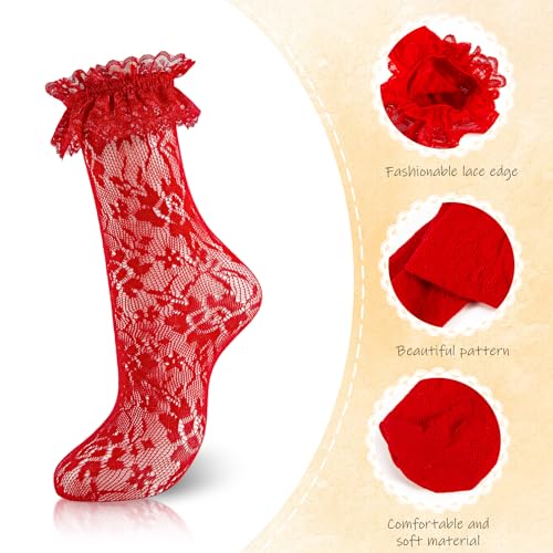 Womens Lace Ruffle Socks Frilly Dress Socks Sexy Mesh Lace Trim Lolita Sock Lacy Ruffled Boot Ankle Sock for Woman3