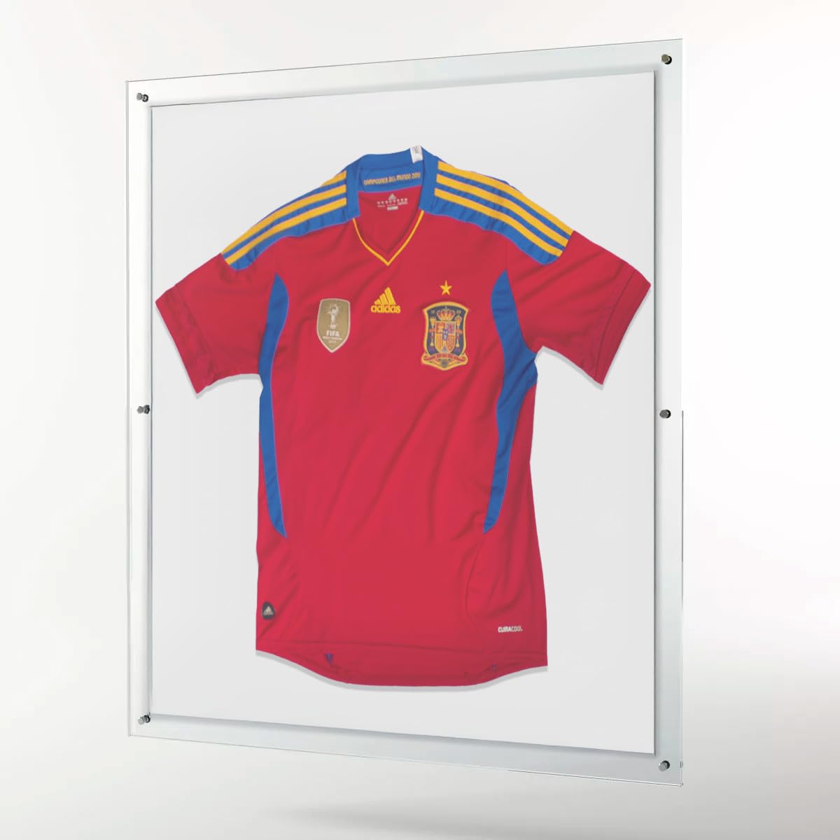 EstudioPlast Marco para Camiseta de Fútbol – Expositor Acrílico Cristal Premium 70x80 cm con Marco Completo de 10 mm y Montaje en Pared