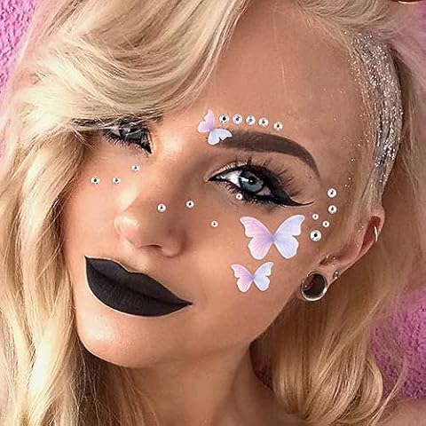 Purple Face Gems Stick on Eyes Face Body Rhinestones for Women Body Face Eyes Jewels Crystals Rhinestone Gems Stickers for Face Eye Makeup (Purple Butterflies) Cover