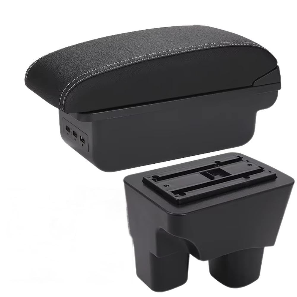 FSOZDBBPL For Chevrolet Onix 2020-2024 Car Armrest Box Storage Box Interior Retrofit Parts Interior Parts(B3 Black white 3USB)