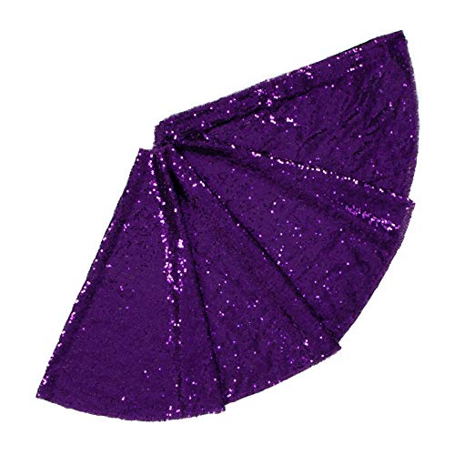 ShinyBeauty 48-Inch Embroidery Sequin Christmas Tree Skirt, Purple Tree Skirt, Christmas Decorations