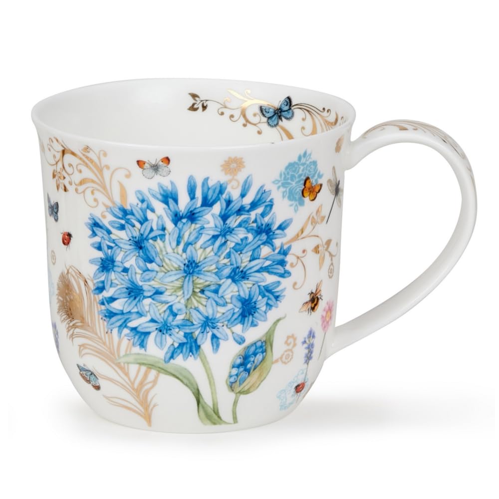 Dunoon Cumbrae Tasse en porcelaine fine bleue et or 22 carats vintage