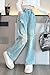 AOWKULAE Girls Jeans Ripped Wide Leg Pants High Waist Elastic Band Casual with Pockets, A10-Ripped Denim Blue, 11-12 Years = Tag 160