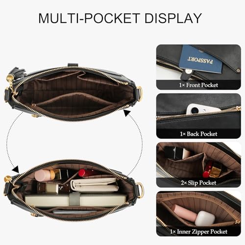 Crossbody Bag for Women Vegan Leather Purse Anti Theft Multi Pockets with Wide Adjustable Strap Shoulder Handbag RFID Trendy4