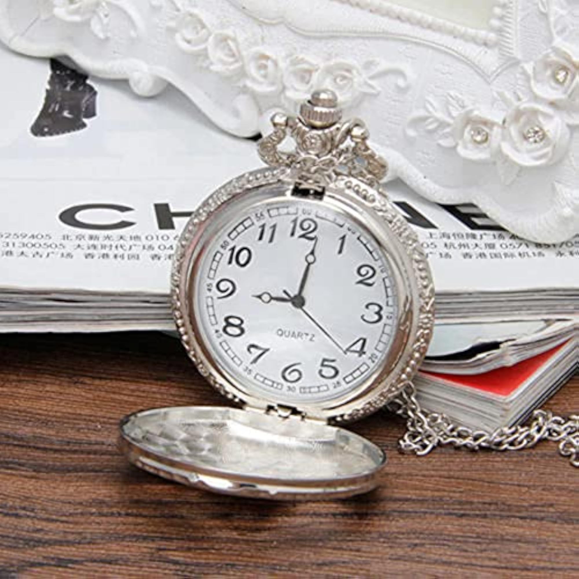 Men's Unique Stainless Steel Pocket Watch Pendant with Chain