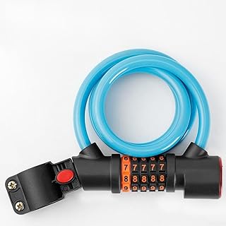 Candado seguro para bicicleta con combinación de 5 dígitos y luz trasera integrada para paseos nocturnos (azul)