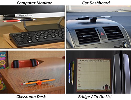 (10 pk) Green Self Adhesive Pencil Pen and Marker Holder Adhesive Clip - Best Mount Organizer to Stick on The Shelf, Dashboard, Metal Door - Great for delivery Driver, Mail Carrier, delivery Truck