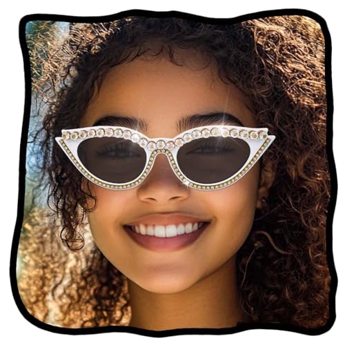 Woeoe Rhinestone Sunglasses, Bling Black Sun Glasses for Women