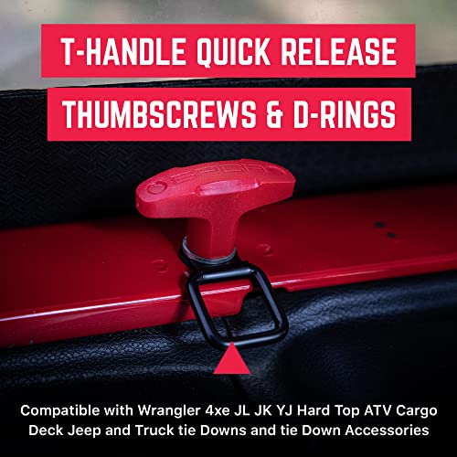 Image of GPCA Quick Release Tie Down Anchor + D Ring w /o Nut, Ford Bronco | Hardtop Bolts, Cargo Hooks, Hard Top Removals, 25mm Thumbscrew, Bronco Accessories (8PC, Red)