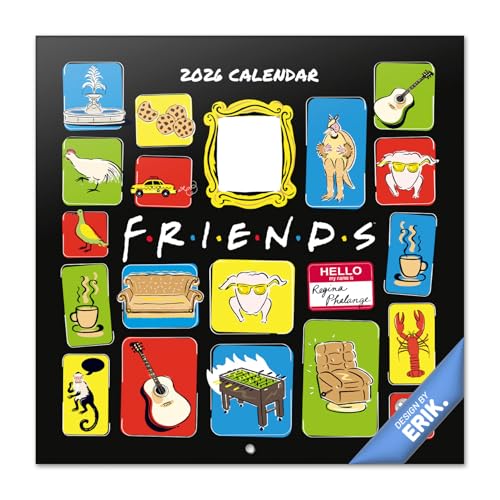 Grupo Erik - Calendrier Friends 2026 Mural - Calendrier 2026 Mural Mensuel │ Idee Cadeau : Calendriers Muraux │ De Janvier à Décembre : Espace pour notes et Illustrations décoratives (30x60 cm)