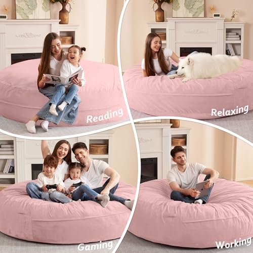 Image of HABUTWAY XX-Large Bean Bag Chair: Giant 7' Memory Foam Furniture Bean Bag Chairs for Adults with Microfiber Cover 7Ft（Pink）
