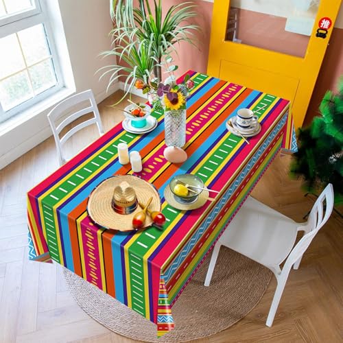 Image of Hxezoc Cinco De Mayo Printed Tablecloths, 54 x 108 Inch Disposable Plastic Table Cover for Mexican Holiday Decorations Outdoor Indoor Party Supplies