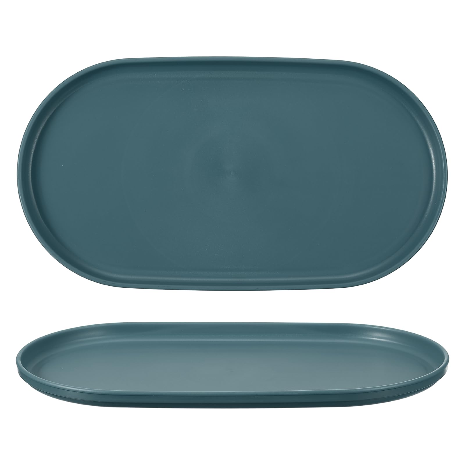 sourcing map 2Pcs Fast Food Serving Trays, 37.6x20.5cm Oval Reusable Restaurant Serving Trays for Kitchen Restaurant Coffee Fruit Burger Lunch Dessert, Dark Blue