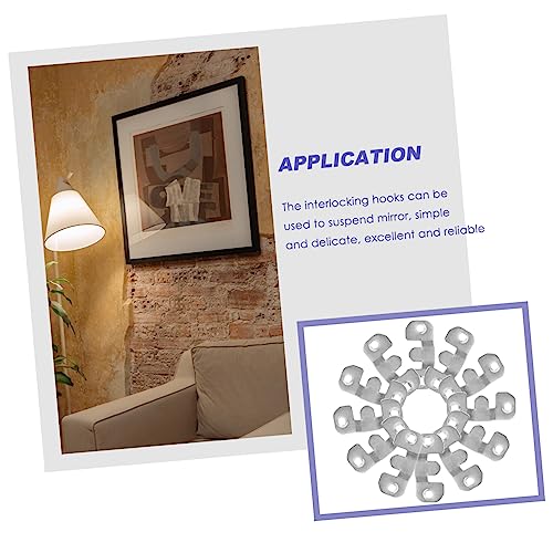 Image of Mikikit 16pairs Mirror Buckle Heavy Duty Wall Hooks Picture Hangers for Decorations French Cleat Hangers Stainless Steel Easy Installation