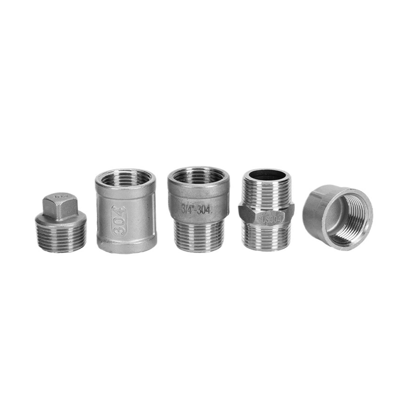 Złącze proste, męskie, sześciokątne, złączka rurowa, gwint ze stali nierdzewnej, 1/2", 1/8", 1/4", 3/8'(Female Threaded,304-DN20)