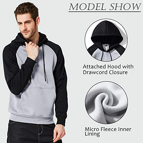 DUOFIER Hoodies for Men Pullover Hooded Sweatshirt with Kangaroo Pocket, 39Light Gray-2XL3