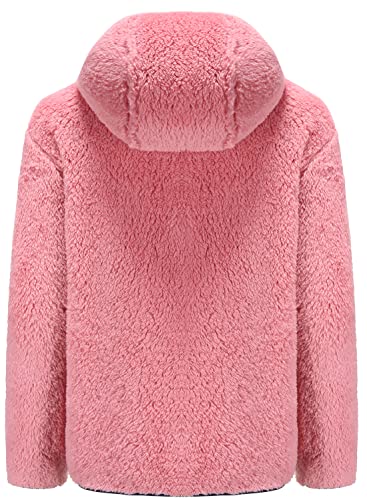Image of Boys Girls Soft Fleece Sherpa Full-zip Jacket (12 Years, Pink Hooded)
