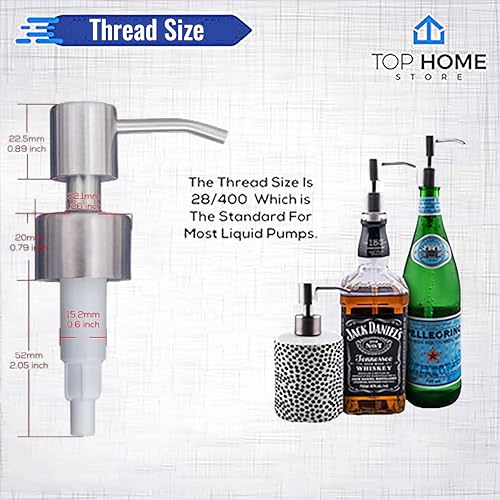Brushed Nickel Stainless Steel Soap & Lotion Dispenser Pumps (2 Pack)