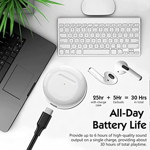Wireless Earbuds Touch Control With Hi-Fi Stereo Audio, Built-in Mic, Noise Reduction, Wireless Bluetooth Headphones IPX7 Waterproof Earphones With Charging Case, 30 Hours Playtime for iPhone/Android