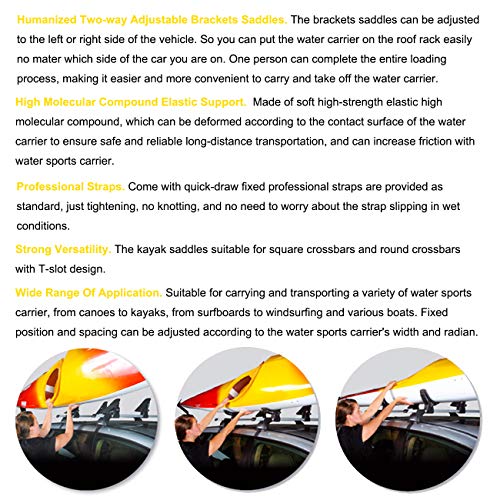 ALAVENTE Saddles Kayak Carrier Boat Surf Ski Roof Top Mounted on Car SUV Crossbar, Universal Kayak & Canoe Car Racks