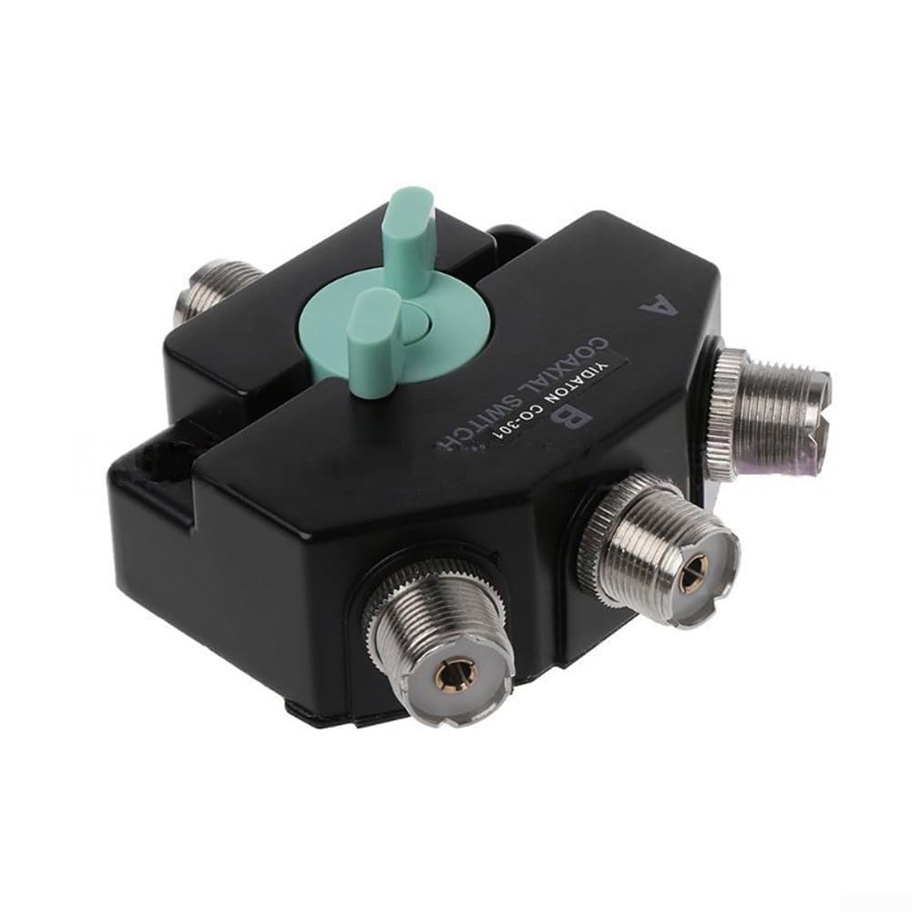 CX310 CO-301 - Commutatore coassiale per antenna a 3 vie DC-800MHz in lega di zinco a bassa perdita ad alto isolamento per sistemi a banda larga a onde corte ripetitori mobili, 84 x 95 mm, nero