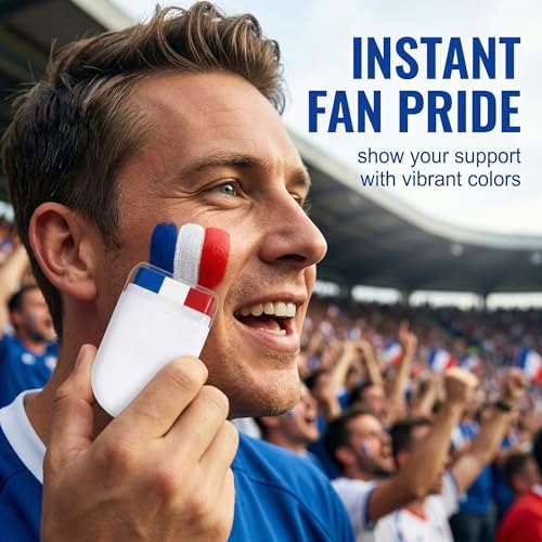 NiceNaiils 2er-Pack Schminkstift mit Französischer Flagge, Blau-Weiß-Rot, Ideal für Französische Fußballfans, Sportveranstaltungen und Nationalfeiertage – Leicht zu Reinigen
