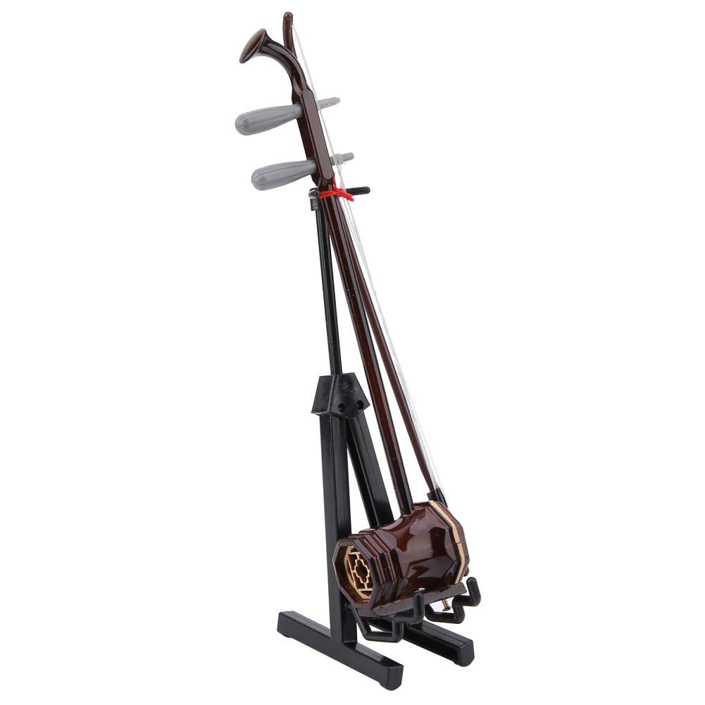 Modèle D'instruments De Musique Miniatures en Bois, Modèle Mini Erhu avec étui, Mini Affichage D'instruments De Musique pour la Décoration Intérieure(15CM)
