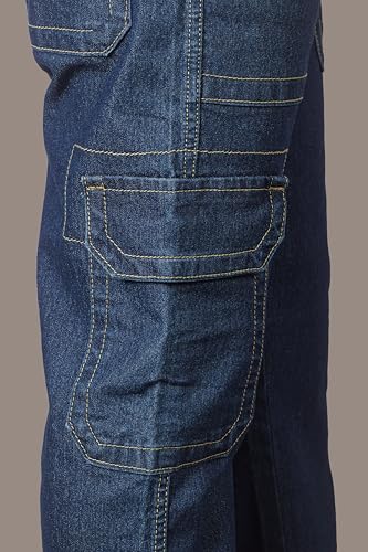 Image of RIG BONE Men's Relaxed Fit Cargo Jeans with Functional Pockets Comfortable High Rise Design Durable Denim Mid Wash Ideal for Casual Wear Travel Outdoor and Urban Adventures
