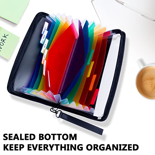Nicecho Receipt Coupon Organizer, 13 Pockets Small Accordion File Organizer With Rainbow Labels, Small File Folder For Cards Bill Business Document, Zipper Closure, 11 * 6.8 Inches (Black) #TOP4