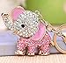 Reizteko Cute Big Ears Elephant Keychain Sparkling Keyring Crystal Purse Car Pendant Rhinestones Handbag Charm (Pink)