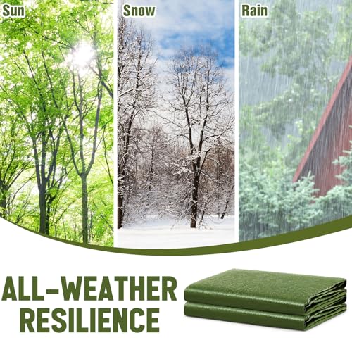 Image of 2 Pack 10 x 10 ft 5.5 Mil Large Tarps Heavy Duty Waterproof Tarp Multi Purpose Tent Cover for Home Boats Cars Camping Patio Furniture Roof Emergency Rain Protective Cover, Army Green