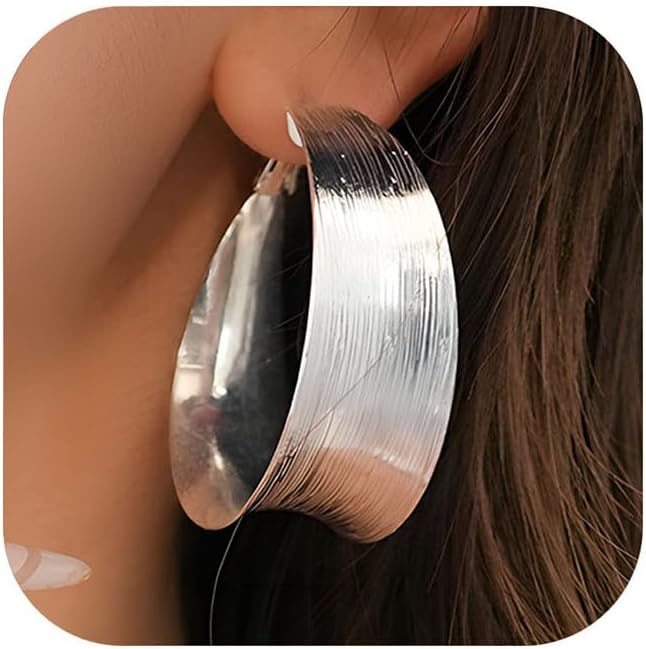 Chunky Hoop Earrings for Women 14k Gold Big Hoop Earrings Chunky Statement Hoop Earrings