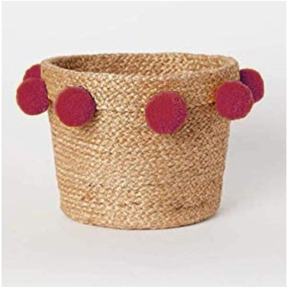 Best & Buy Jute & Chindi Basket, Handcrafted Woven Storage Planter Basket for Home Dé0cor, Multi-Purpose Bag for Living Room Bathroom Office 10x12 Inch (10x12 Inch Basket 07)-picture-56