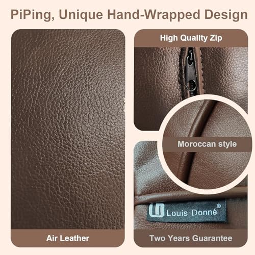 Louis Donné Unstuffed Ottoman Pouf Cover, Supersoft Handmade Faux Moroccan Decor, Small Bean Bag for Storage Solution, Foot Stool for Foot Rest, Footstools for Balcony Office Indoor 21dia Brown - Cosy Home Interiors Louis Donné Unstuffed Ottoman Pouf Cover, Supersoft Handmade Faux Moroccan Decor, Small Bean Bag for Storage Solution, Foot Stool for Foot Rest, Footstools for Balcony Office Indoor 21dia Brown - Image 3