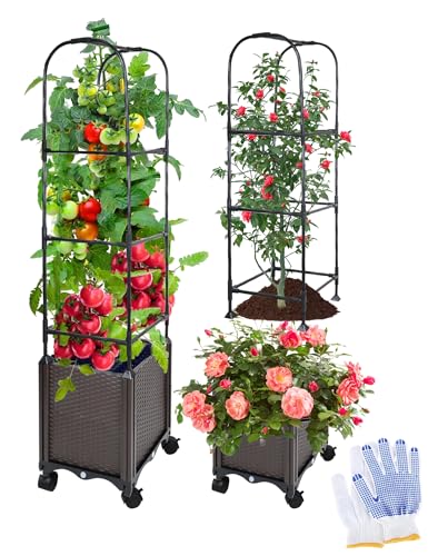 Rankhilfe mit Blumenkasten auf Rollen, Tomatentopf Hochbeet...