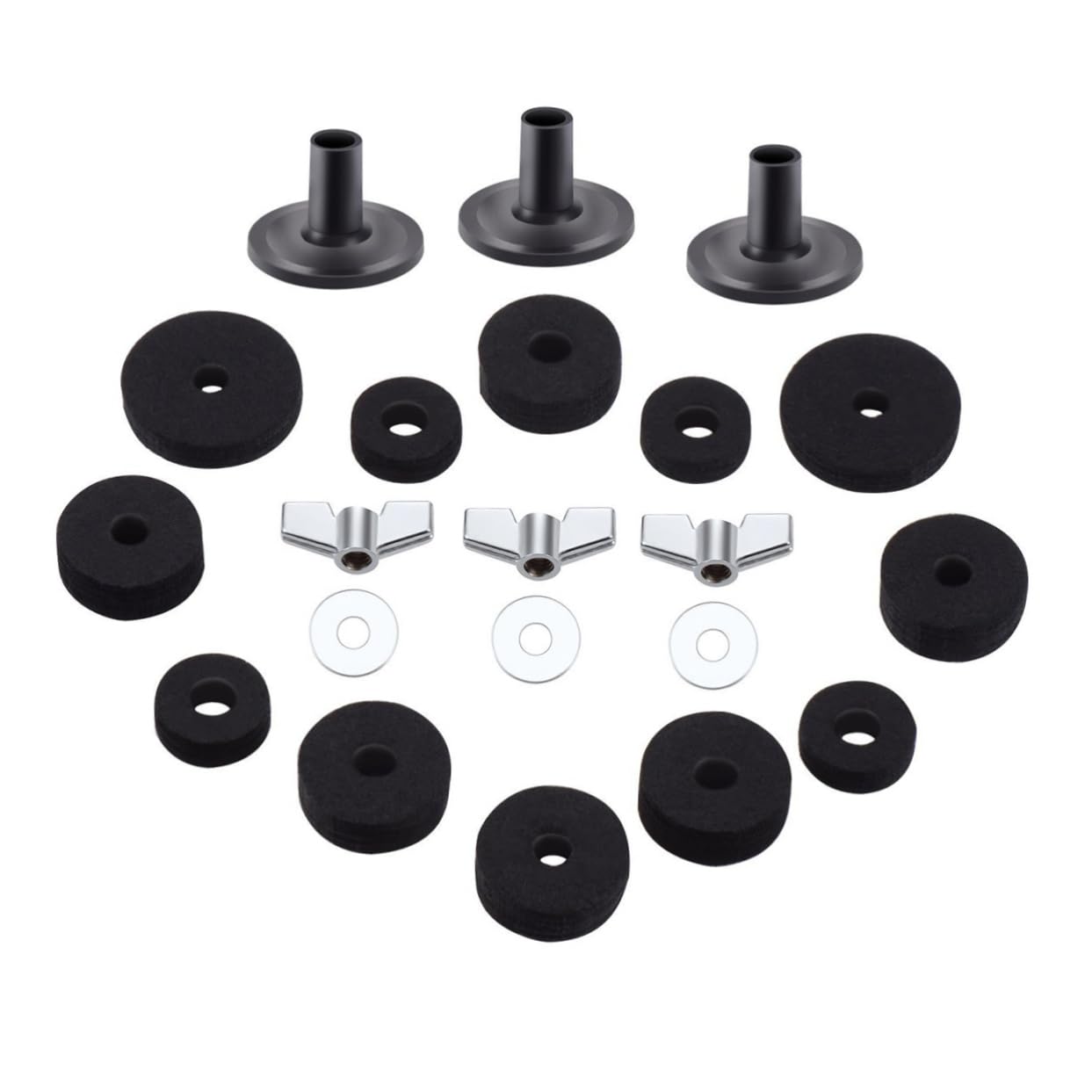 ibasenice 3sets Drum Dampening Pads Set Replacement Washers Felt Pads Non-slip Friction for Drum Practice 21pcs*3